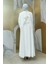 Taş Işleme Detaylı Elbise Abaya Takım 3873 Ekru 2