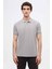 D'S Damat Regular Fit Gri Pike Dokulu %100 Pamuk Kıvrılmaz Polo Yaka Nakışlı T-Shirt 4HC14ORT51000 1