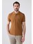 Regular Fit Tütün Pike Dokulu %100 Pamuk Kıvrılmaz Polo Yaka Nakışlı T-Shirt 4HC14ORT51000 1