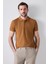 Regular Fit Tütün Pike Dokulu %100 Pamuk Kıvrılmaz Polo Yaka Nakışlı T-Shirt 4HC14ORT51000 2