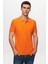 Regular Fit Turuncu Pike Dokulu %100 Pamuk Kıvrılmaz Polo Yaka Nakışlı T-Shirt 6HC14ORT51000 2