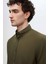 Slim Fit Haki Düğmeli Yaka %100 Pamuk Yazlık Flamlı Keten Görünümlü Gömlek 6HC02ORT63265 2