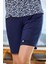 24692 Kadın Kısa Kollu Şortlu Pijama Takımı-Lacivert 2