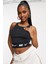 Sportswear Logolu Bantlı Crop Top Siyah Kısa Atlet 1