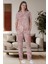 Pudra Çiçek Desenli Boydan Düğmeli Kadın Pijama Takımı 1