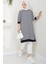Çizgili Penye Tunik Siyah HM2418 2