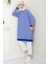 Çizgili Penye Tunik Mavi HM2418 2