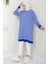 Çizgili Penye Tunik Mavi HM2418 4
