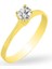 Gümüş Altın Yaldızlı Zirkon Taşlı Tektaş Yüzük SGTL12182GOLD 1