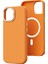 iPhone 15 Uyumlu Kılıf Wiwu SP-019 Magsafe Şarj Özellikli Vegan Leather Deri Kapak Turuncu 2