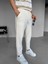 Loose Fit Ipli Esnek Triko Rahat Pantolon Ekru 2
