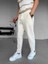 Loose Fit Ipli Esnek Triko Rahat Pantolon Ekru 4