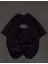 Bisiklet Yaka Baskılı Oversize T-Shirt - Siyah 1