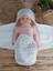 Yenidoğan Tavşan Show Nakışlı Çıt Çıt Kapamalı Bebek Kundak Ekru 3