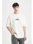 Oversize Fit Bisiklet Yaka Sırt Baskılı Kısa Kollu Tişört B4900AX24SP 8