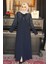 Boncuk Işlemeli Lacivert Tesettür Abaya 29110L 1