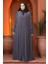 Boncuk İşlemeli Kahverengi Tesettür Abaya 29110KH 1
