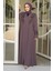 Boncuk Işlemeli Gül Kurusu Tesettür Abaya 29107GK 1