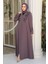 Boncuk Işlemeli Gül Kurusu Tesettür Abaya 29107GK 2