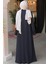 Boncuk Işlemeli Lacivert Tesettür Abaya 29111L 4
