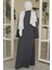 Boncuk Işlemeli Füme Tesettür Abaya 29110FU 1