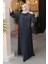 Boncuk Işlemeli Lacivert Tesettür Abaya 29111L 3