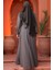 Drape Detaylı Kahverengi Tesettür Abiye Elbise 4448KH 4