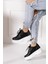 Günlük Kadın Spor Ayakkabı Yüksek Taban 6 cm Sneaker Siyah - Beyaz - Bej - Rugan - Süet 001 4
