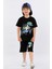 Erkek Çocuk %100 Pamuk Hip-Hop Baskılı T-Shirt ve Şort 2 Li Takım MRN3102728-1VF 1