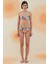 Tumble Abstract Floral Pattern Straplez Bağcıklı Bikini Takımı 1