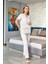 Kadın Lohusa Krem Sabahlık & Pijama Takım 24640-41 2
