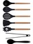 Siyah Bambu Silikon Set - Kepçe, Kaşık, Kevgir, Makarna, Açılı Spatula, Silikon Maşa, Silikon Kaşık 7 li Set 1