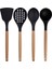Siyah Bambu Silikon Set - Kepçe, Kaşık, Kevgir, Makarna, Açılı Spatula, Silikon Maşa, Silikon Kaşık 7 li Set 2