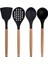 Siyah Bambu Silikon - Kepçe, Kaşık, Kevgir, Makarna, Açılı Spatula, Silikon Kaşık, Metal Maşa, Makas 8 li Set 3