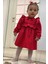 Fırfırlı Kırmızı Krep Kız Çocuk Bebek Doğum Günü Özel Gün Elbise 3
