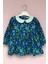 Bebe Yaka Mavi Gül Pazen Kız Çocuk Kız Bebek Elbise 3