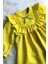 Fırfır ve Kurdele Detaylı Tasarım Sarı Krep Kız Çocuk Bebek Elbise 3