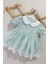 Su Yeşili Bebe Yaka Poplin Kız Çocuk Bebek Elbise 5