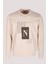 Erkek Sweatshirt Bej Relaxed Fit Double Face N Aplike Sargı Nakış Logo Detaylı Crewneck Ncs Jeans 1649 1