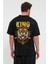 All Wear Style King Tiger Baskılı Oversize Kesim Siyah Tshirt 1