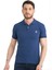 Erkek Koyu Mavi Polo Yaka Biyeli Yazlık Pamuklu Kısa Kollu T Shirt 1