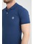 Erkek Koyu Mavi Polo Yaka Biyeli Yazlık Pamuklu Kısa Kollu T Shirt 4