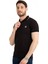 Erkek Siyah Polo Yaka Biyeli Yazlık Pamuklu Kısa Kollu T Shirt 3