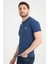 Erkek Koyu Mavi Polo Yaka Biyeli Yazlık Pamuklu Kısa Kollu T Shirt 2