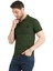 Erkek Yağ Yeşili Polo Yaka Yazlık Pamuklu Kısa Kollu T Shirt 1