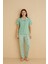 Dreamy Ipeksi Kaşkorse Martı Desenli Kısa Kollu Gömlek Pijama Takımı 2