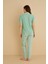 Dreamy Ipeksi Kaşkorse Martı Desenli Kısa Kollu Gömlek Pijama Takımı 3
