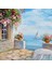 Taş Balkon, Deniz ve Yelkenli Yağlıboya Kanvas Tablo 50 x 70 1