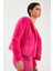 Yakasız Peluş Ceket - Fuşya 1