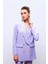 Düğme Detaylı Kruvaze Ceket - Lila 1